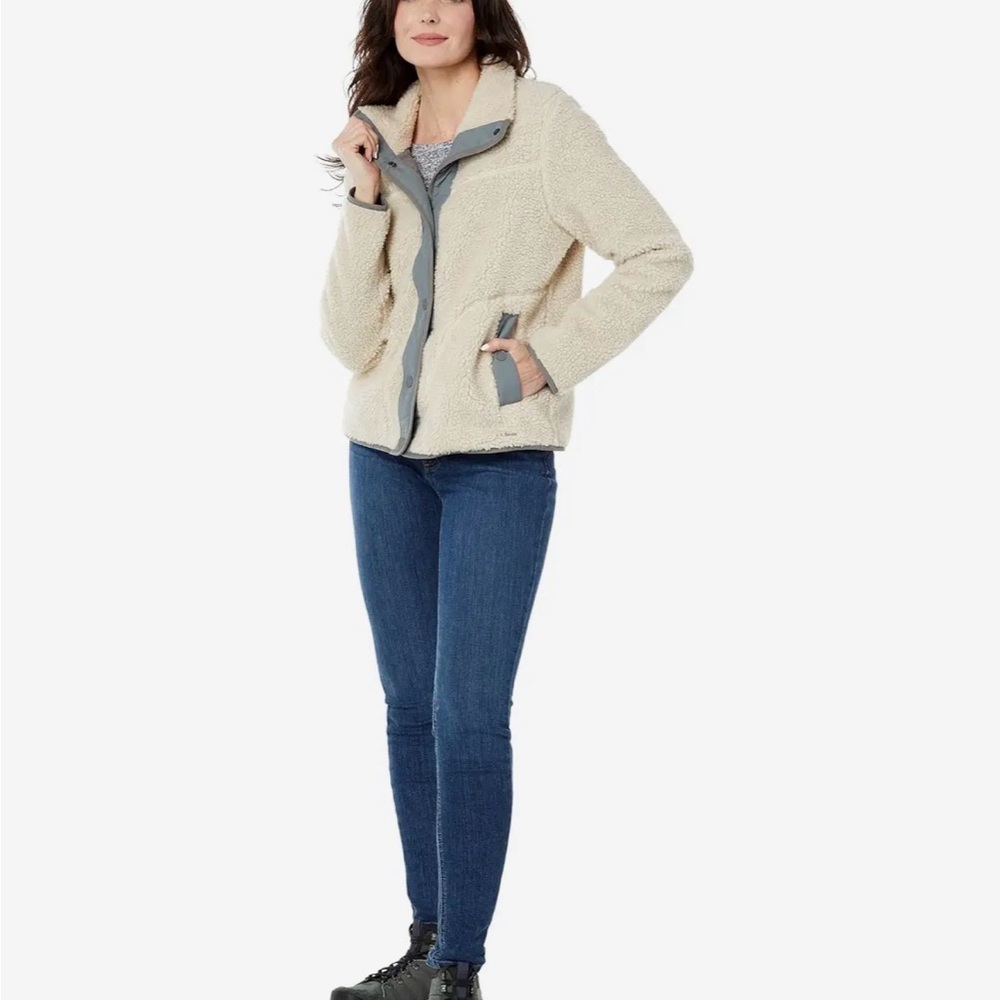 L.L. Bean Women's Cream and Gray Teddy Jacket